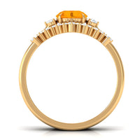 Fire Opal Designer Trio Wedding Ring Set with Moissanite