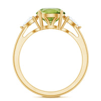 Certified Real 2 Carat Peridot Three Stone Engagement Ring with Moissanite