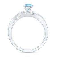 Natural 0.8 carat aquamarine and diamond infinity engagement ring from Rosec Jewels, featuring a stunning gemstone design.