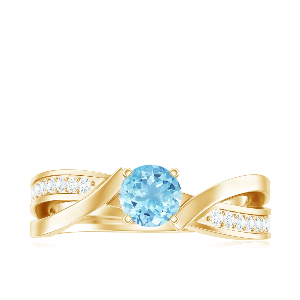 Natural 0.8 carat aquamarine and diamond infinity engagement ring by Rosec Jewels featuring a delicate band and sparkling stones.