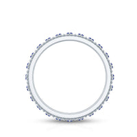 Marquise Cut Created Blue Sapphire Eternity Band with Beaded Detailing
