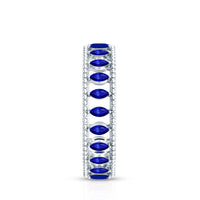 Marquise Cut Created Blue Sapphire Eternity Band with Beaded Detailing