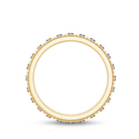 Marquise Cut Created Blue Sapphire Eternity Band with Beaded Detailing