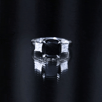 3.8 Carat Cushion Cut Lab Grown Black Diamond Three Engagement Ring with Moissanite