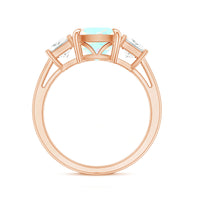 1.8 Carat Genuine Cushion Cut Ethiopian Opal 3 Stone Engagement Ring with Moissanite