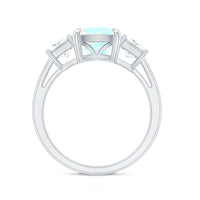 1.8 Carat Genuine Cushion Cut Ethiopian Opal 3 Stone Engagement Ring with Moissanite