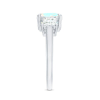 1.8 Carat Genuine Cushion Cut Ethiopian Opal 3 Stone Engagement Ring with Moissanite