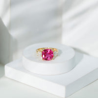 Lab Grown Pink Sapphire Past Present Future Engagement Ring