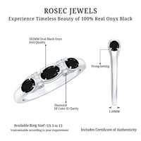 East West Set Black Onyx 3 Stone Anniversary Ring