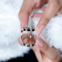 East West Set Black Onyx 3 Stone Anniversary Ring