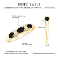 East West Set Black Onyx 3 Stone Anniversary Ring