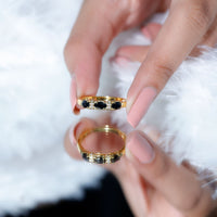East West Set Black Onyx 3 Stone Anniversary Ring