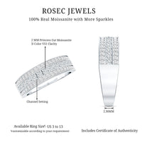 Moissanite 3 Row Eternity Band Ring for Women