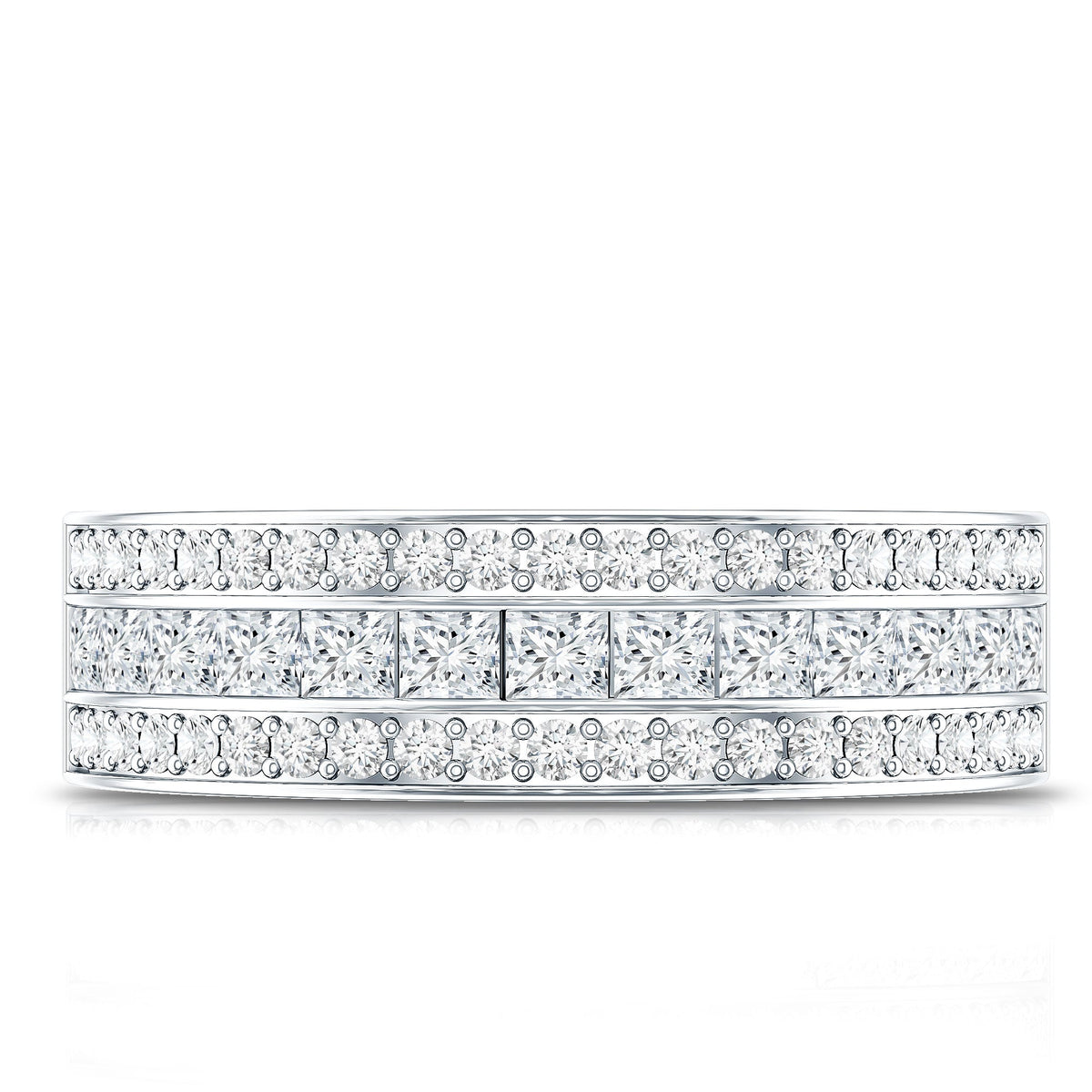 Moissanite 3 Row Eternity Band Ring for Women