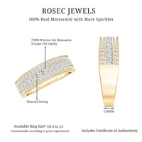 Moissanite 3 Row Eternity Band Ring for Women