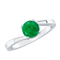 Round Emerald Solitaire Engagement Ring in Bypass Shank