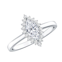 Certified Brilliant Cut Moissanite Marquise Engagement Ring featuring a sparkling marquise-shaped moissanite stone set in a elegant ring design.
