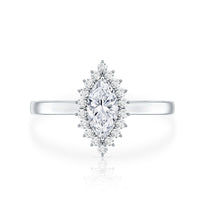 Brilliant cut moissanite marquise engagement ring from Rosec Jewels featuring a sparkling gemstone and elegant band.