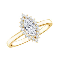 Brilliant cut moissanite marquise engagement ring by Rosec Jewels featuring a sparkling marquise-shaped center stone and elegant band.