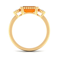 East West Fire Opal engagement ring with diamonds by Rosec Jewels, showcasing a 2 ct oval opal and sparkling side stones.