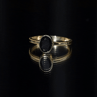 Simple Oval Cut Black Onyx Solitaire Ring in Bezel Setting