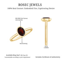Certified Real Garnet Oval Engagement Ring in Bezel Setting