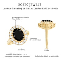 Certified 4.2 Carat Lab Grown Black Diamond Huge Engagement Ring with White Diamond Halo