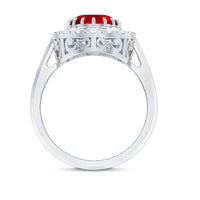 4 Carat Oval Lab Created Ruby and Diamond Vintage Engagement Ring