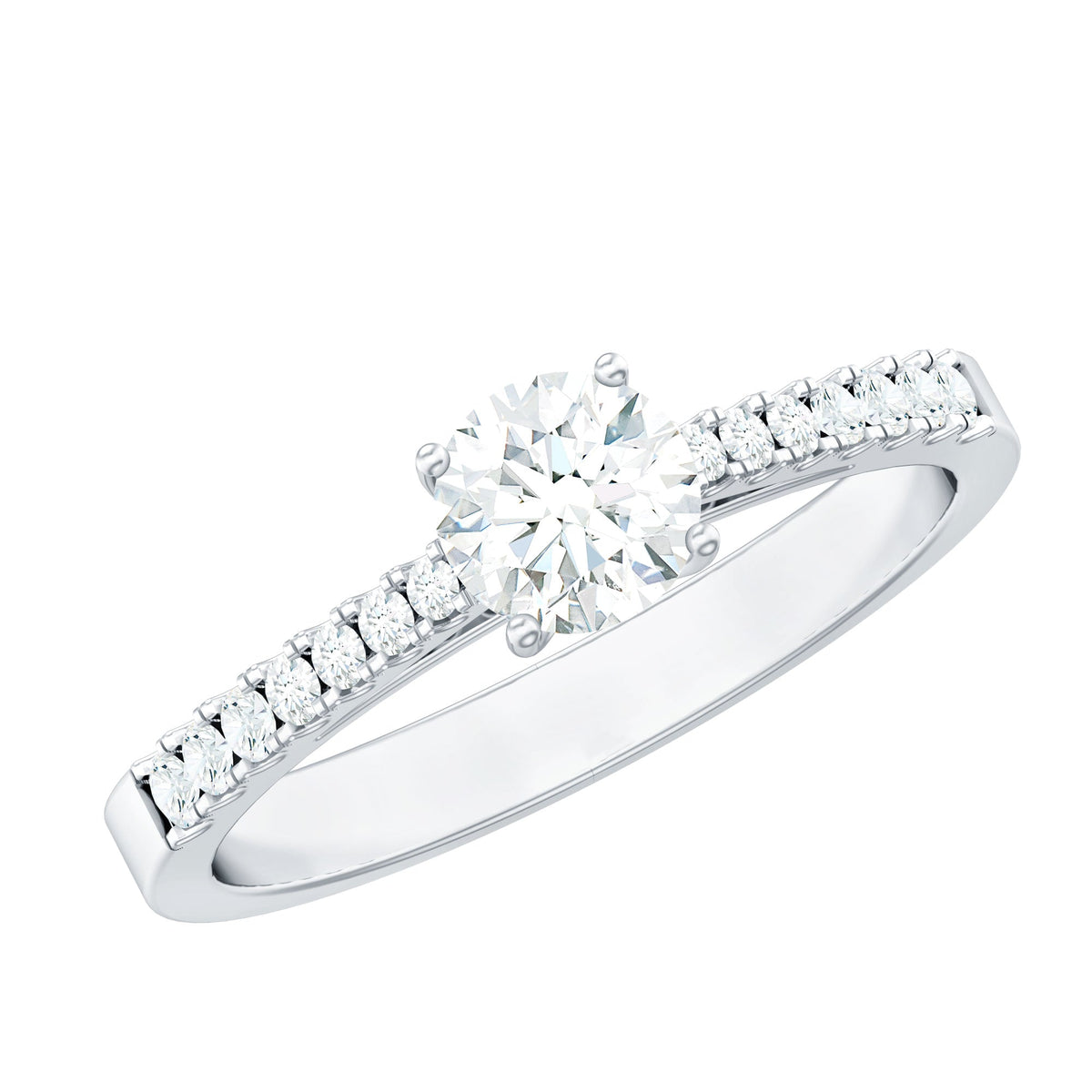 Half carat moissanite engagement ring from Rosec Jewels featuring a sparkling central stone and elegant band design.