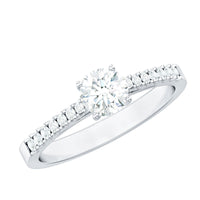 Half carat moissanite engagement ring from Rosec Jewels featuring a sparkling central stone and elegant band design.