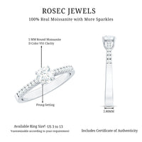 Half carat moissanite engagement ring from Rosec Jewels featuring a sparkling center stone and elegant band design.