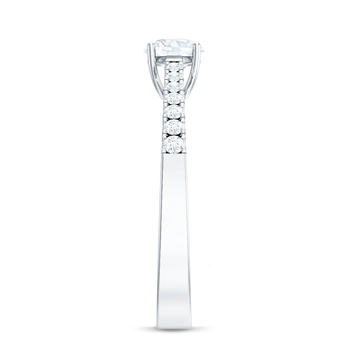 Half carat moissanite engagement ring from Rosec Jewels featuring a sparkling solitaire design and sleek band.