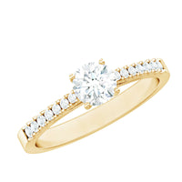 Half carat moissanite engagement ring from Rosec Jewels featuring a sparkling main stone and elegant band design.