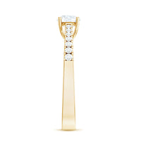 Half carat moissanite engagement ring with a sleek band and sparkling center stone, designed by Rosec Jewels.