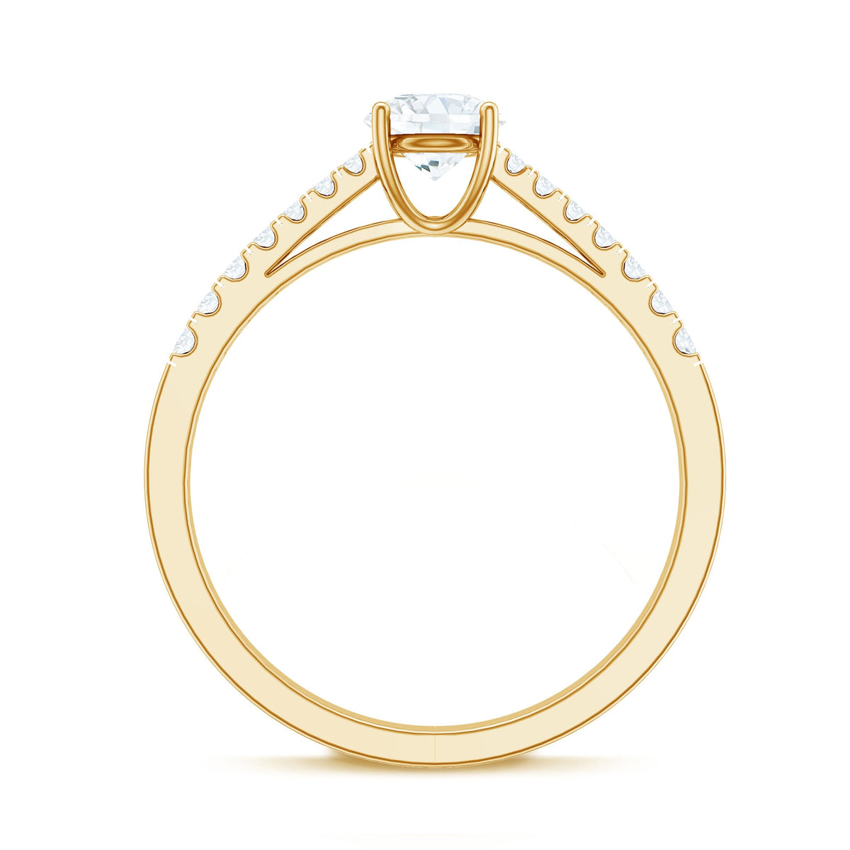 Half carat moissanite engagement ring from Rosec Jewels featuring a sparkling central stone on a sleek band.