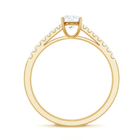 Half carat moissanite engagement ring from Rosec Jewels featuring a sparkling central stone on a sleek band.