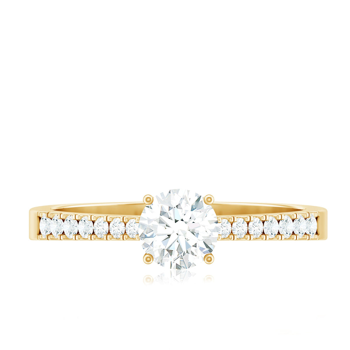 Half carat moissanite engagement ring from Rosec Jewels featuring a sparkling center stone and intricate band design.