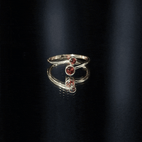 Natural Garnet 2 Stone Promise Ring with Bypass Shank