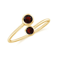 Natural Garnet 2 Stone Promise Ring with Bypass Shank