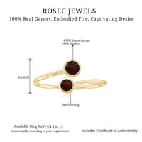 Natural Garnet 2 Stone Promise Ring with Bypass Shank