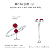 Natural Ruby 2 Stone Promise Ring for Women