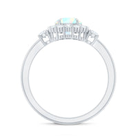 Classic Ethiopian Rainbow Opal Engagement Ring with Diamond Halo