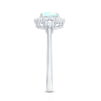 Classic Ethiopian Rainbow Opal Engagement Ring with Diamond Halo