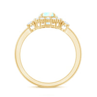 Classic Ethiopian Rainbow Opal Engagement Ring with Diamond Halo