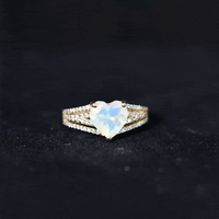Designer Ethiopian Opal Heart Engagement Ring with Diamond Split Shank