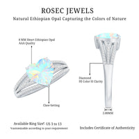 Designer Ethiopian Opal Heart Engagement Ring with Diamond Split Shank