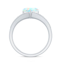 Designer Ethiopian Opal Heart Engagement Ring with Diamond Split Shank