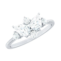 Pear and Round Moissanite Cluster Promise Ring