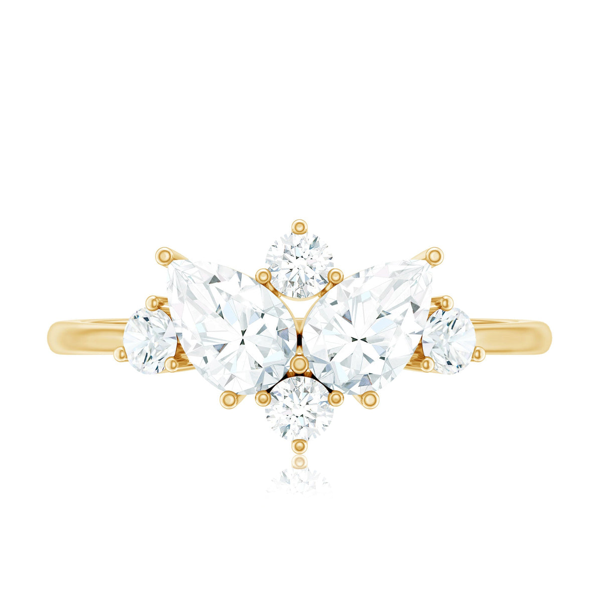 Pear and Round Moissanite Cluster Promise Ring