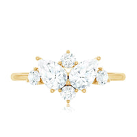 Pear and Round Moissanite Cluster Promise Ring